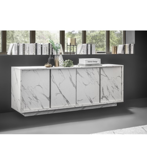 Buffet VISCONTI finition marbre blanc 180 cm