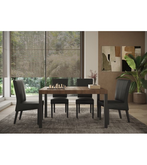 Table ETNA 140 cm chêne mercure et métal