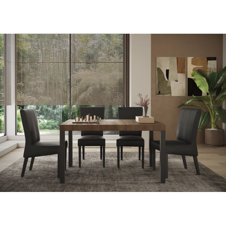 Table ETNA 140 cm chêne mercure et métal