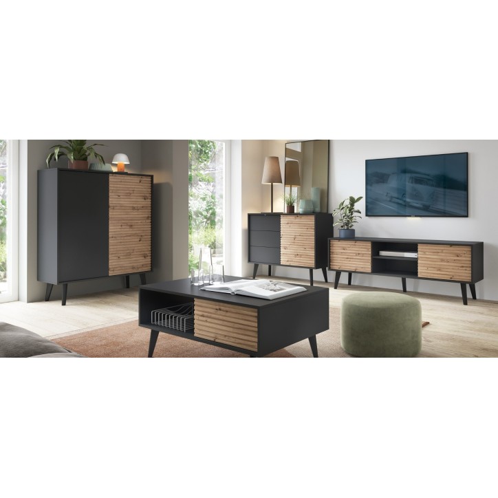 Table basse WILLOW 104 cm chêne et noir