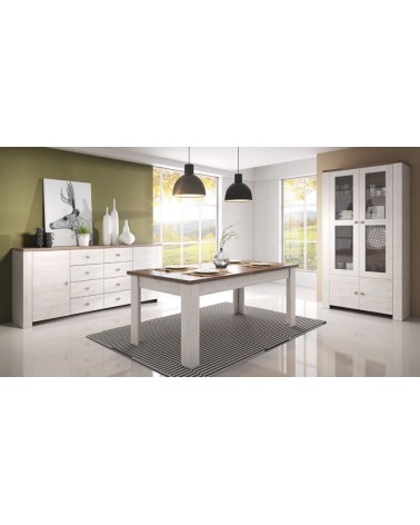 Table salle à manger ASSELIA truffe et blanc
