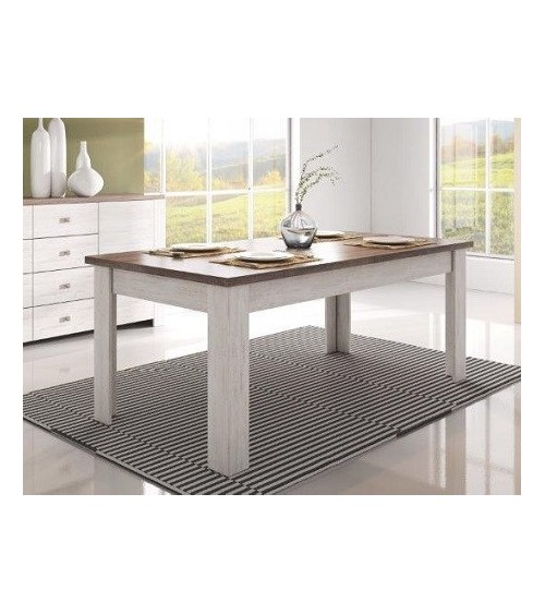 Table salle à manger ASSELIA truffe et blanc