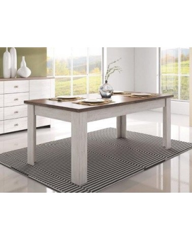 Table salle à manger ASSELIA truffe et blanc