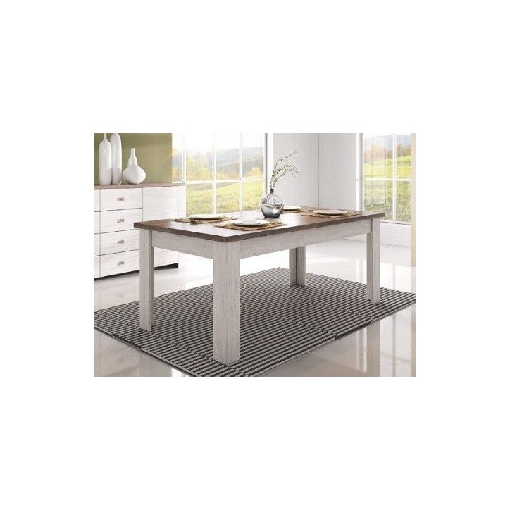 Table salle à manger ASSELIA truffe et blanc