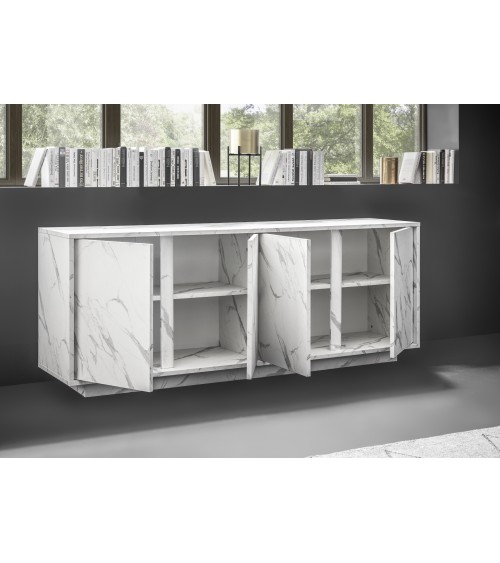 Buffet VISCONTI finition marbre blanc 180 cm