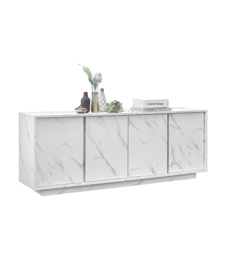 Buffet VISCONTI finition marbre blanc 180 cm