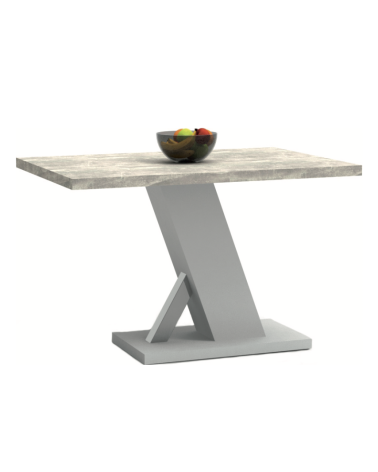 Table Torre 138 cm - Béton clair & Blanc