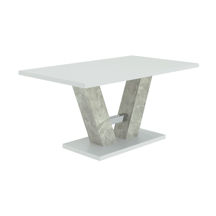 Table Vesta 176 cm - Béton clair et Blanc