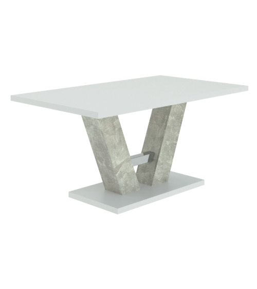 Table Vesta 176 cm - Béton clair et Blanc