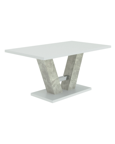Table Vesta 176 cm - Béton clair et Blanc