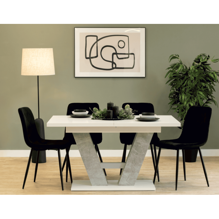 Table Vesta 176 cm - Béton clair et Blanc