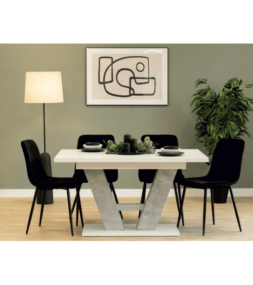 Table Vesta 176 cm - Béton clair et Blanc