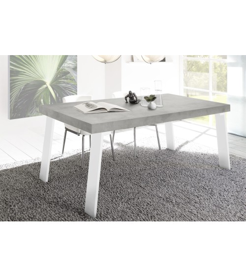 Table à manger Palma - Béton/Blanc - 168 x 88 x 78cm