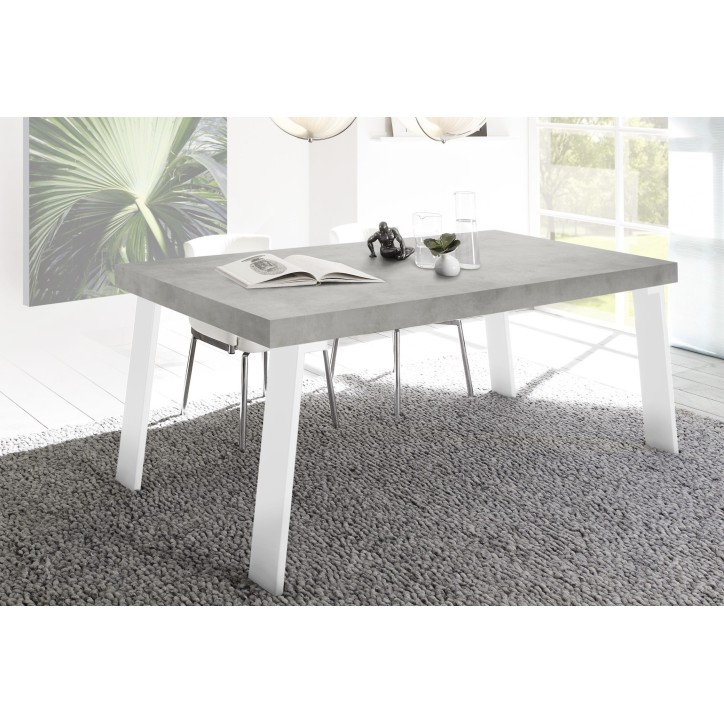 Table à manger Palma - Béton/Blanc - 168 x 88 x 78cm