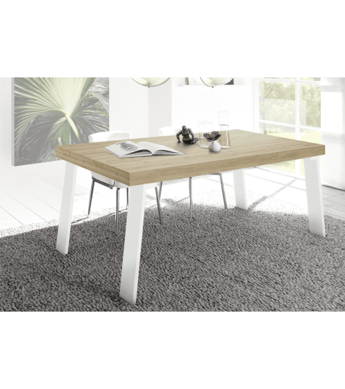 Table à manger Palma - chêne clair/blanc - 168 x 88 x 78cm