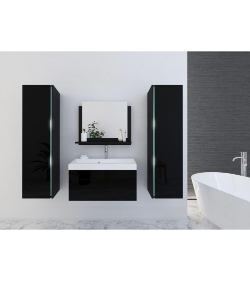 Meuble salle de bain SANDY noir  laqué