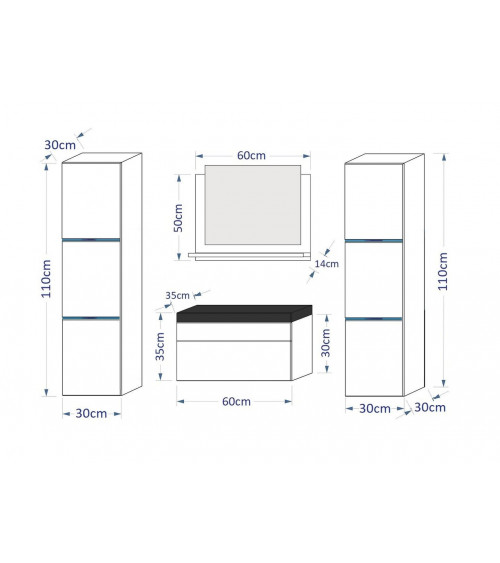 Set da bagno PERRI bianco