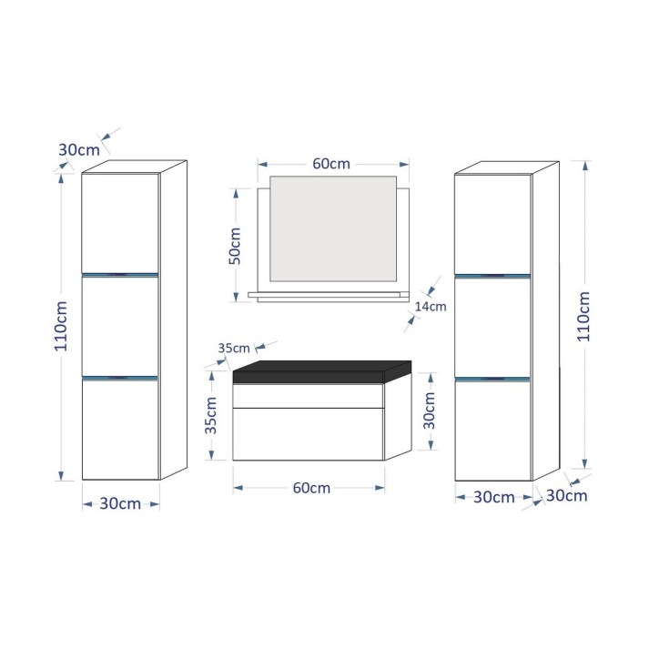 Set da bagno PERRI bianco