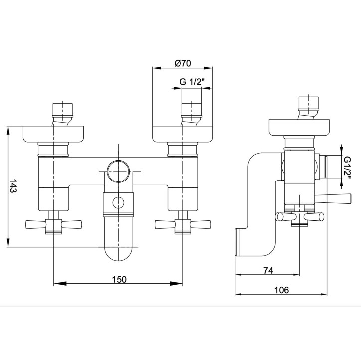 Mélangeur baignoire QUADRILLE chrome