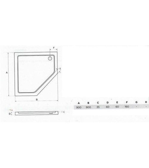 Receveur de douche KEMI 90 x 90 x 3cm