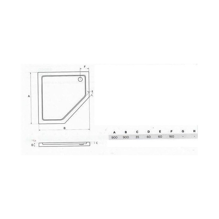 Receveur de douche KEMI 90 x 90 x 3cm