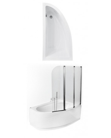 LORDY hoekbad 150 cm, met scherm, haaks