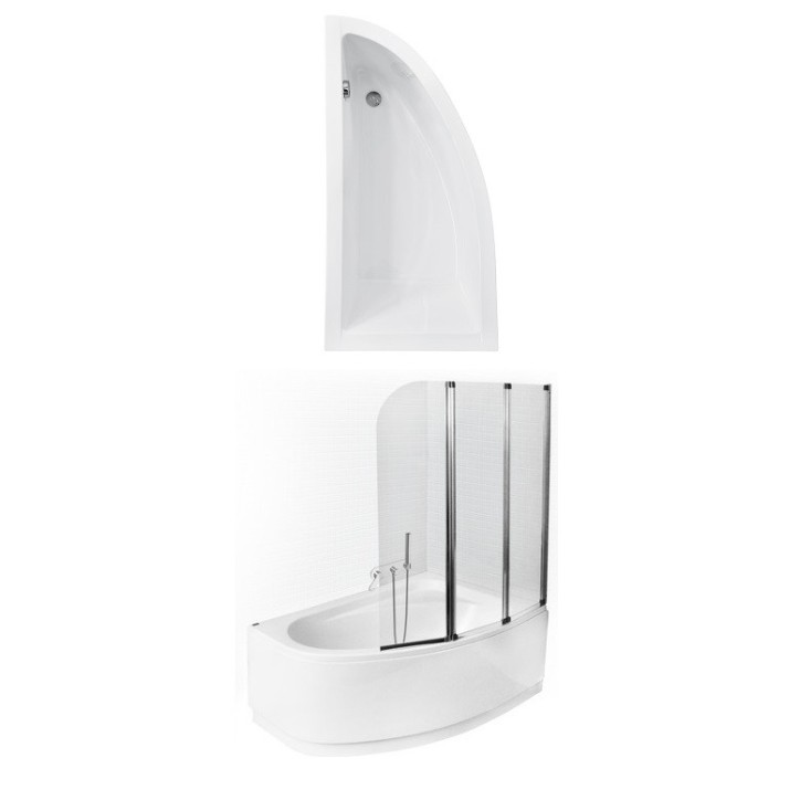 LORDY hoekbad 150 cm, met scherm, haaks