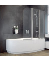 Baignoire asymétrique Lordy 150 cm avec Pare baignoire angle Gauche