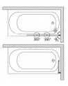Baignoire asymétrique Lordy 150 cm avec Pare baignoire angle droit