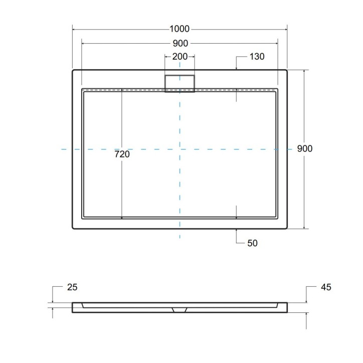 Receveur de douche extra-plat AXIM ULTRASLIM rectangulaire 100/110/120 x 80/90 cm effet pierre noire