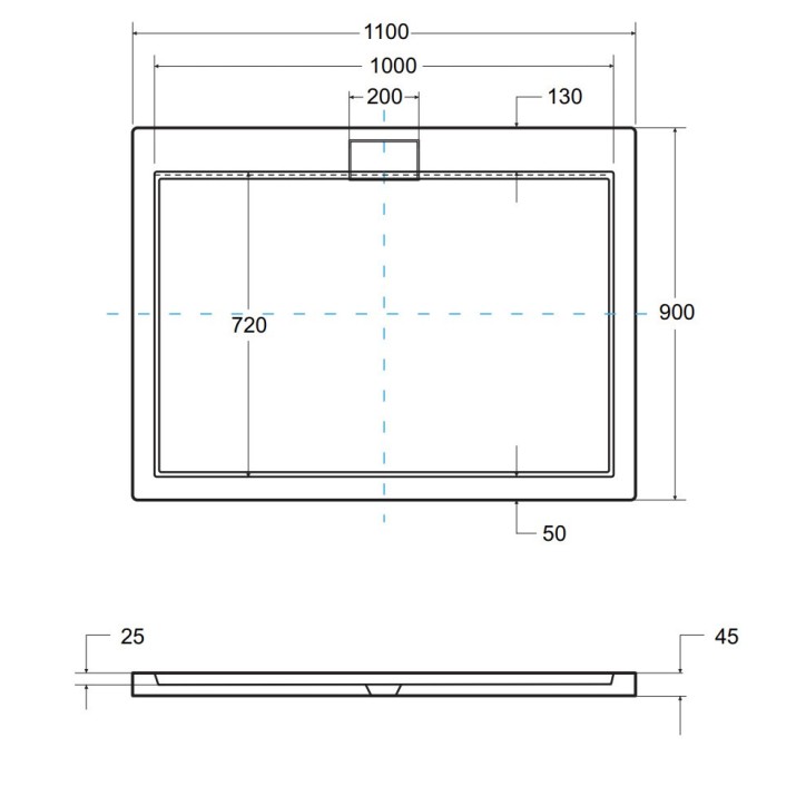 Receveur de douche extra-plat AXIM ULTRASLIM rectangulaire 100/110/120 x 80/90 cm effet pierre noire