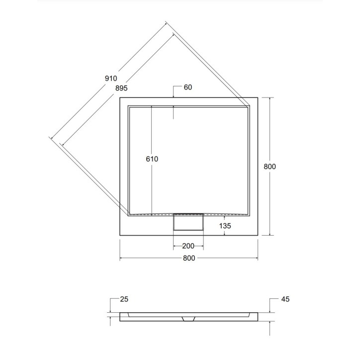 Receveur de douche extra-plat AXIM ULTRASLIM carré 80x80 cm et 90x90 cm blanc