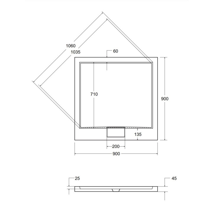 Receveur de douche extra-plat AXIM ULTRASLIM carré 80x80 cm et 90x90 cm blanc