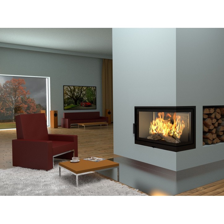Inserto per camino ad angolo  LEVIO II - 17 kw
