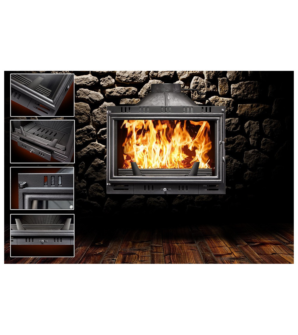 Insert cheminée d'angle KOMIN 14 kw