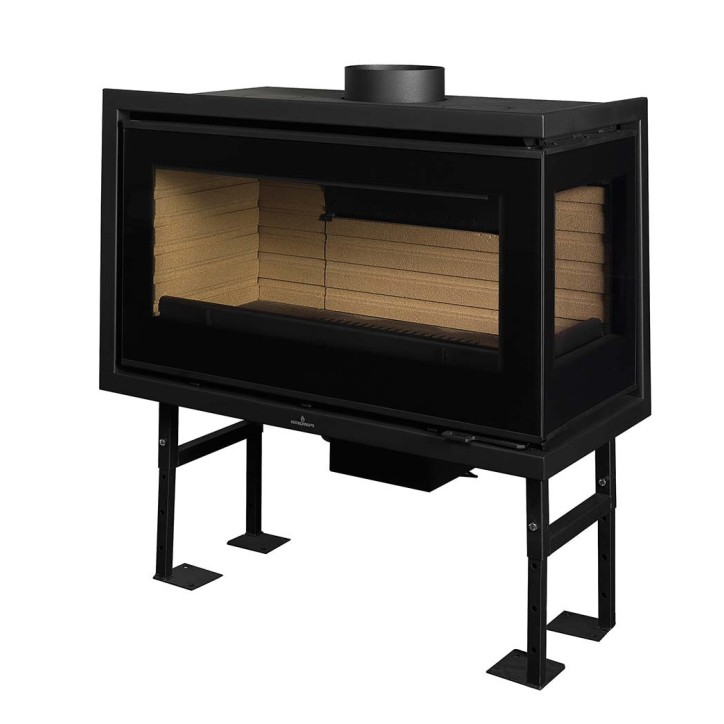 Inserire il camino in legno FLORIDA con turbina 14,5 kW 2 windows versione destra
