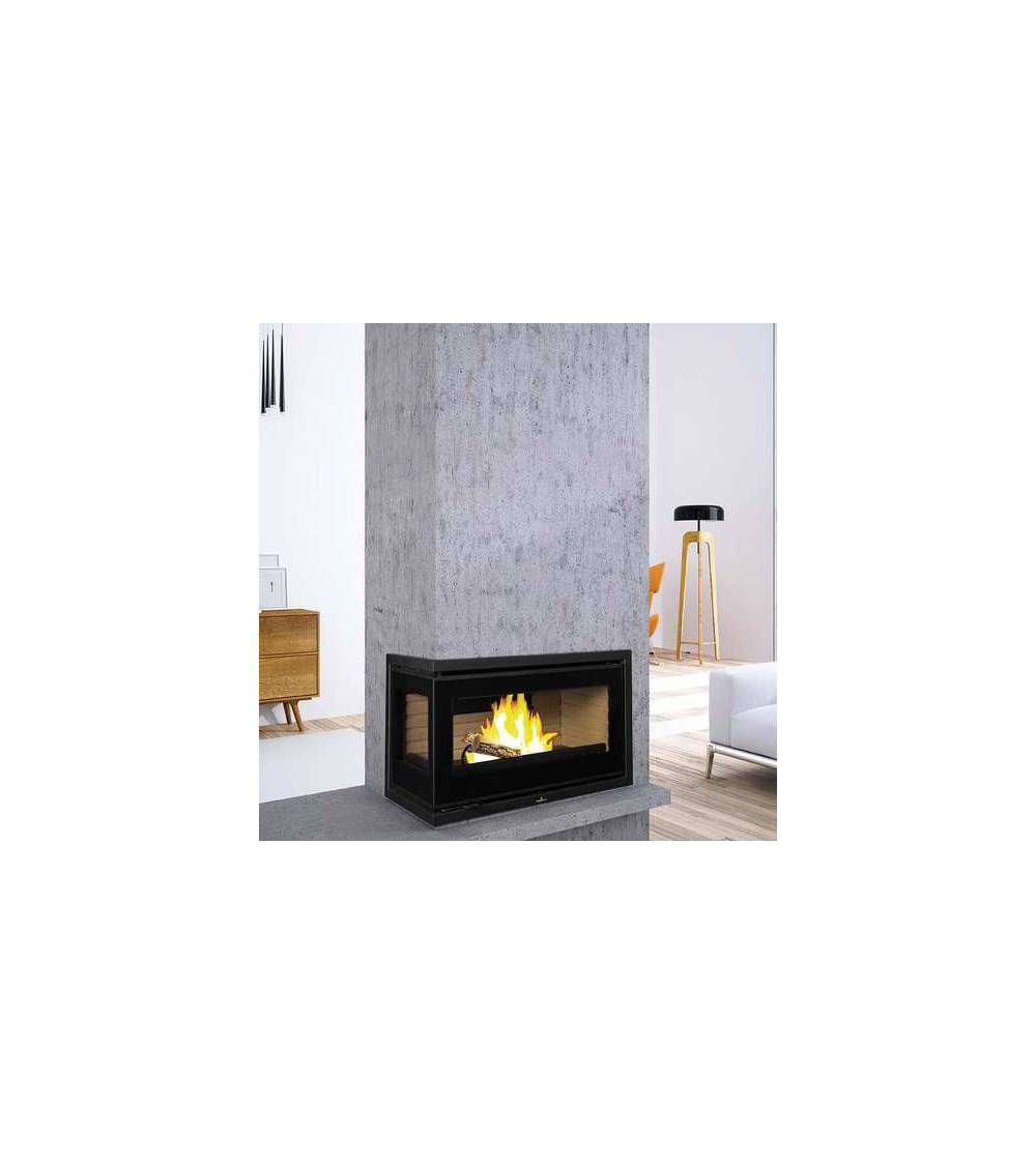 Insert cheminée à bois FLORIDA avec turbine 14,5 kW 2 vitres version gauche
