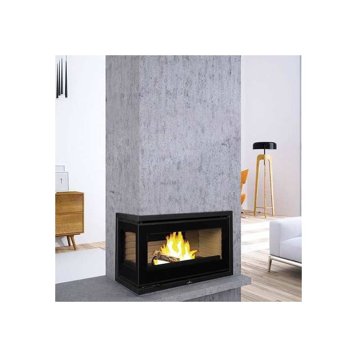 INSERT CHIMENEA de madera FLORIDA con turbina de 14,5 kW 2 ventanas versión izquierda
