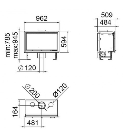 Insert cheminée à bois FLORIDA avec turbine 14,5 kW
