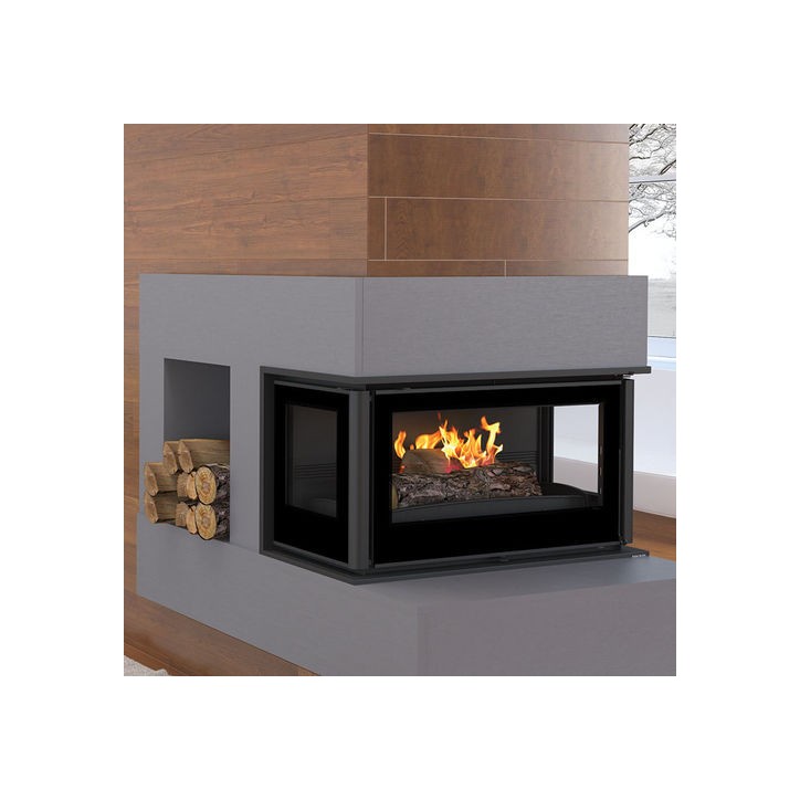 Inserto para chimenea de leña con turbina 3 lados acristalados 16 kW HOLGUIN