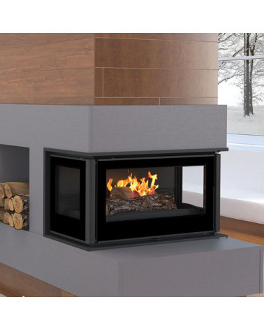Inserto para chimenea de leña con turbina 3 lados acristalados 12 kW HOLGUIN