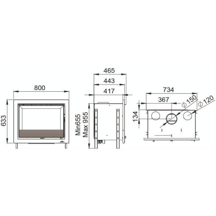 Insert cheminée à bois Holguin avec turbine 11 kW + 2 bouches recuperateur
