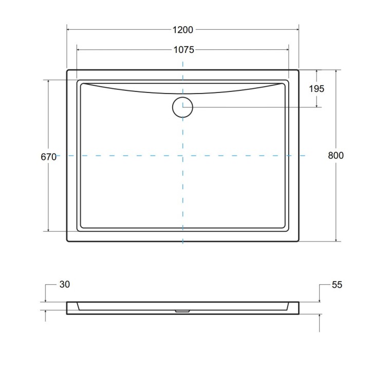Receveur de douche extra-plat ALPINA SLIMLINE rectangulaire 100/120 x 80/90 cm effet pierre noire