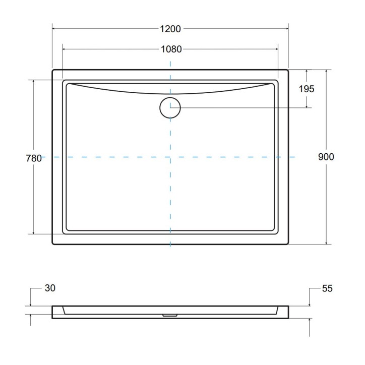 Receveur de douche extra-plat ALPINA SLIMLINE rectangulaire 100/120 x 80/90 cm effet pierre noire