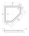 Receveur de douche extra-plat BERGO SLIMLINE asymétrique 90x90x15 cm blanc