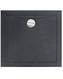 Receveur de douche extra-plat AQUARIUS SLIMLINE carré 80x80 cm et 90x90 cm effet pierre noire