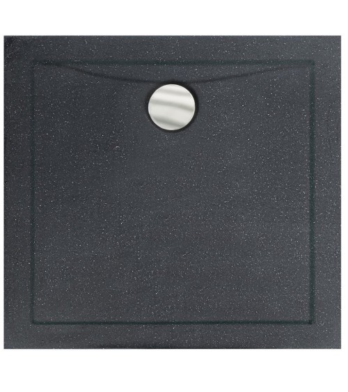 Receveur de douche extra-plat AQUARIUS SLIMLINE carré 80x80 cm et 90x90 cm effet pierre noire
