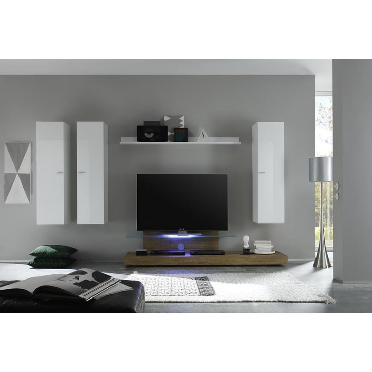 Ensemble meuble tv BIZANNO 275 cm Perlo et wengé