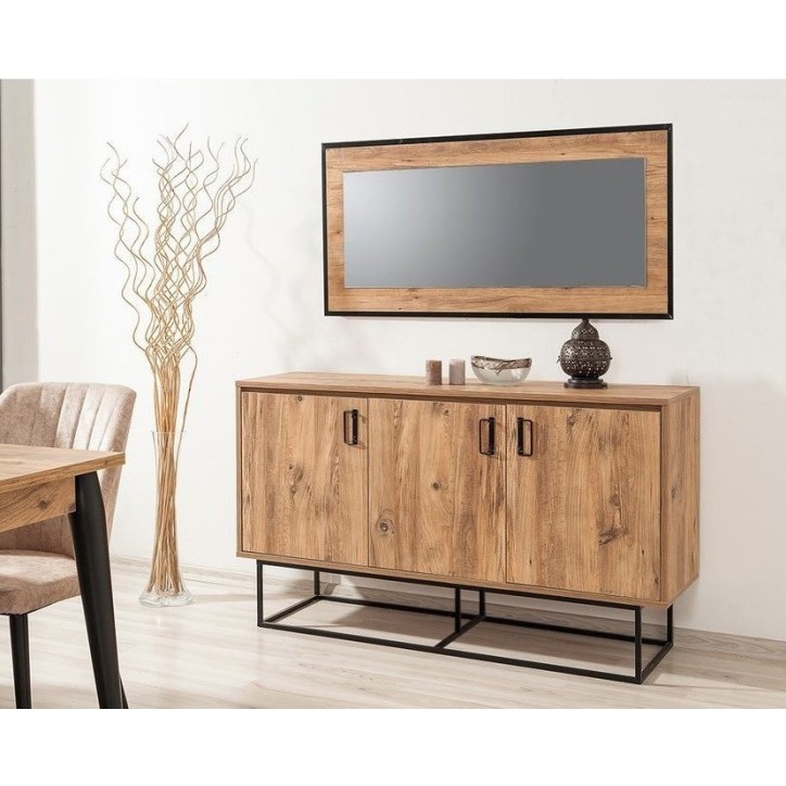 Buffet QUANTUM 3 portes 140 cm chêne