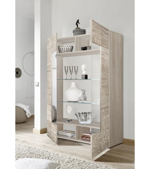 Vitrine 2 portes vitrée MIREL chêne